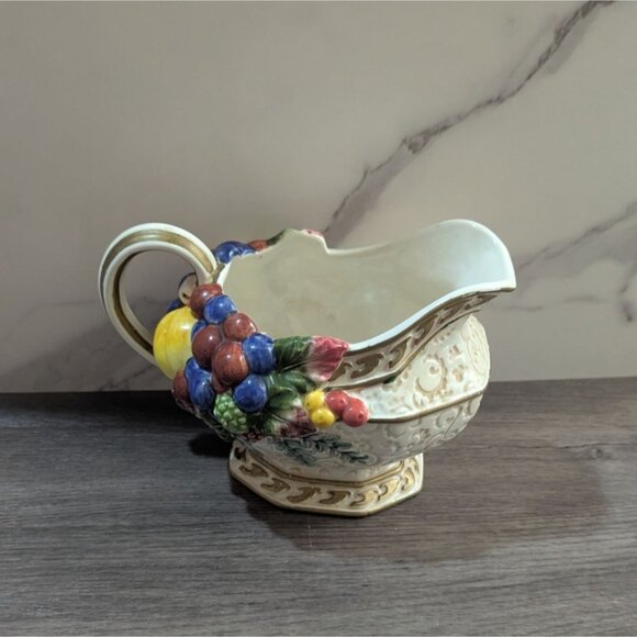 Fitz & Floyd Classics Handcrafted Creamer Pitcher Gravy Boat Fruit Basket Cerami - Picture 7 of 10